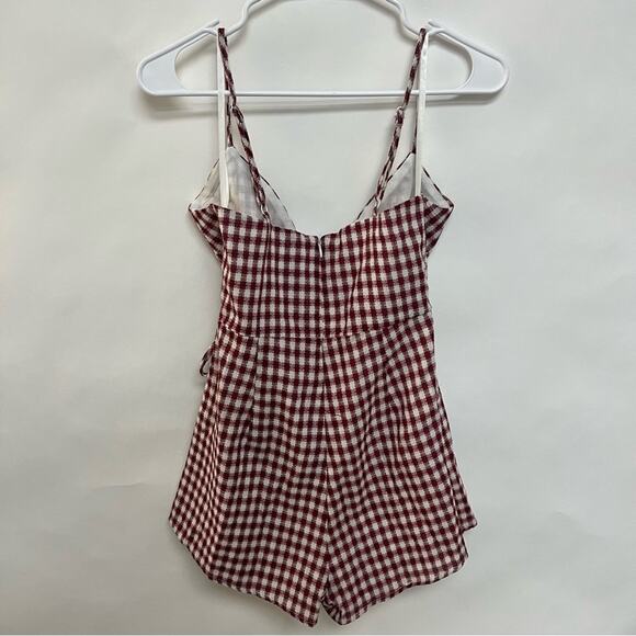 REVOLVE By the way Scotty Wrap Romper Red White Checkered Gingham Size Small - Picture 8 of 8
